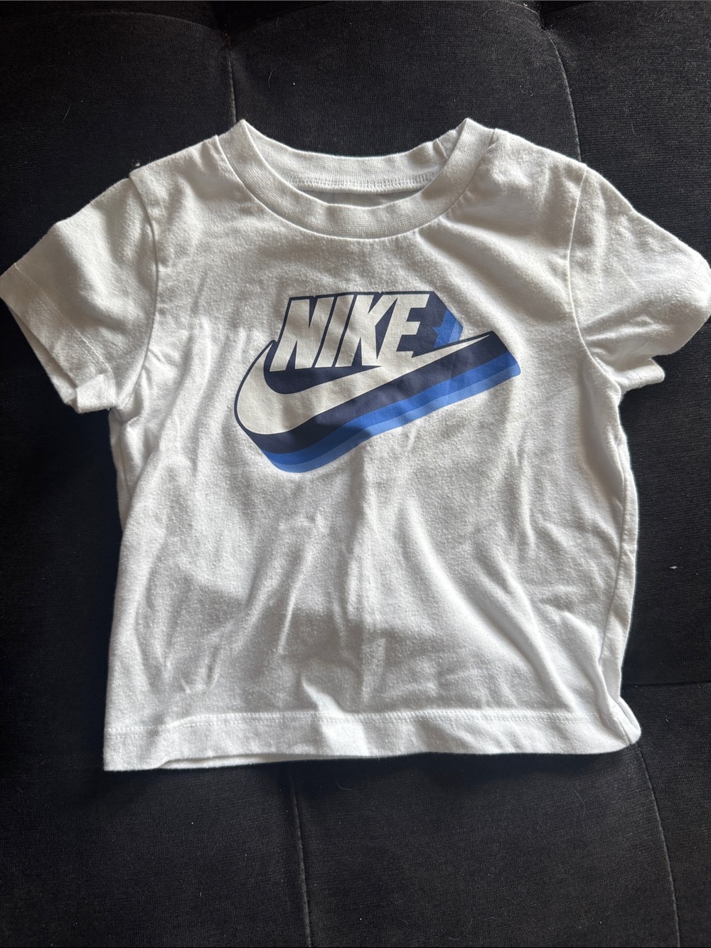 Nike White Tee with Blue Layered Swoosh